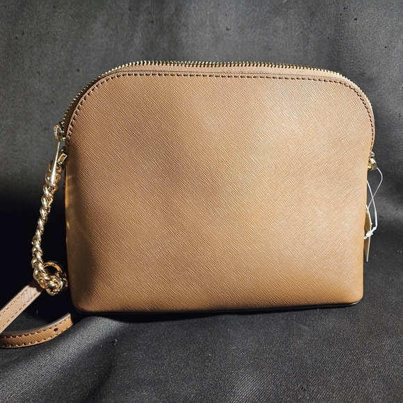 Michael Kors Outlet Jet Travel Medium Dome Crossbody Bag brown/gold chain - Picture 5 of 16